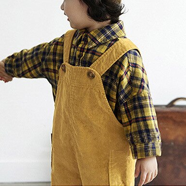 Herfst En Winter Koreaanse Versie Van Mannen, vrouwen En Kinderen Casual Alle-Match Kleine Brede-Been Corduroy Overalls: Ginger / 6T