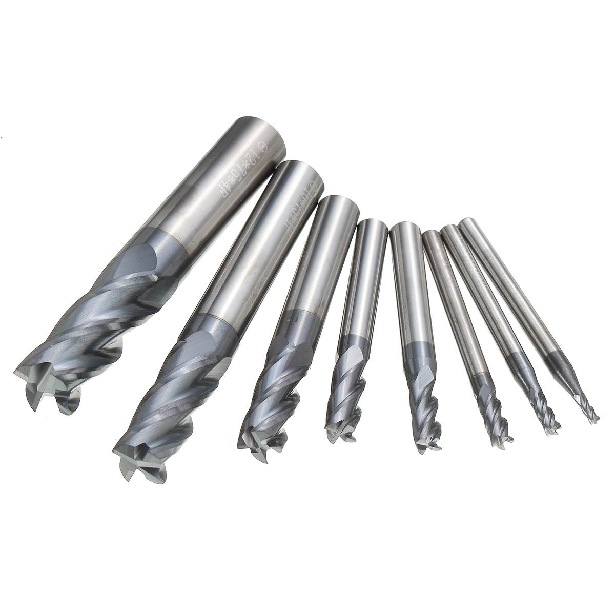8 Stks/set 4 Fluiten Carbide End Mill Set Wolfraam Staal Base Metalen Frees Tool Cnc 2-12 Mm met Blue Case