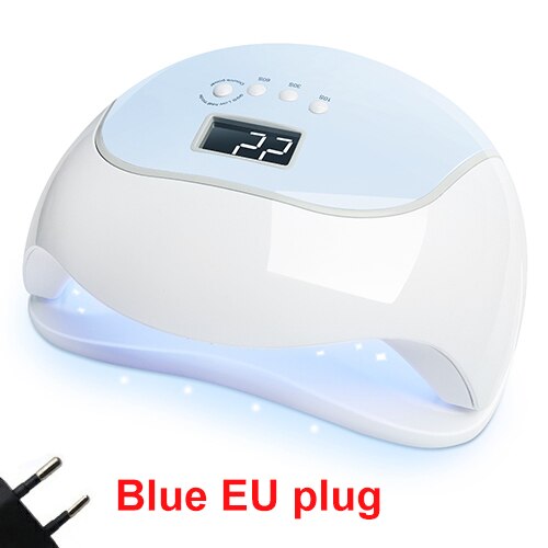 Uv-led-kynsilamppu, geelikynsien kuivaaja, kannettava salonkikynsien kovettumisvalo geelilakoille, 4 ajastimella varustetulla kynsienkoristelutyökalulla: V5 sinistä eu-pistoketta