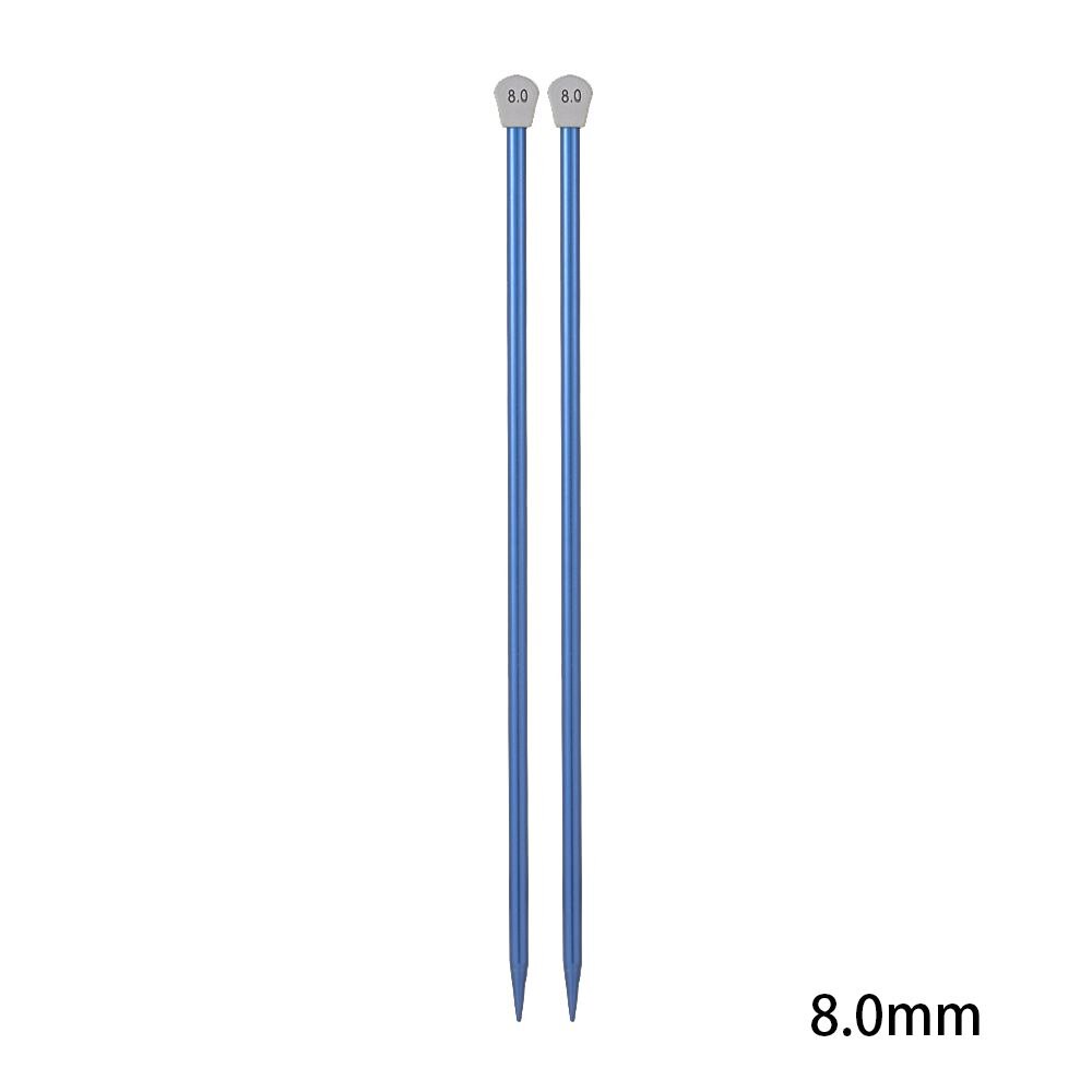2Pcs/Set 35CM 2.0-12MM Single Pointed Knitting Needles Aluminum Straight Pins Sweater Scarf Weaving Tool Sewing Accessories: 8.0mm
