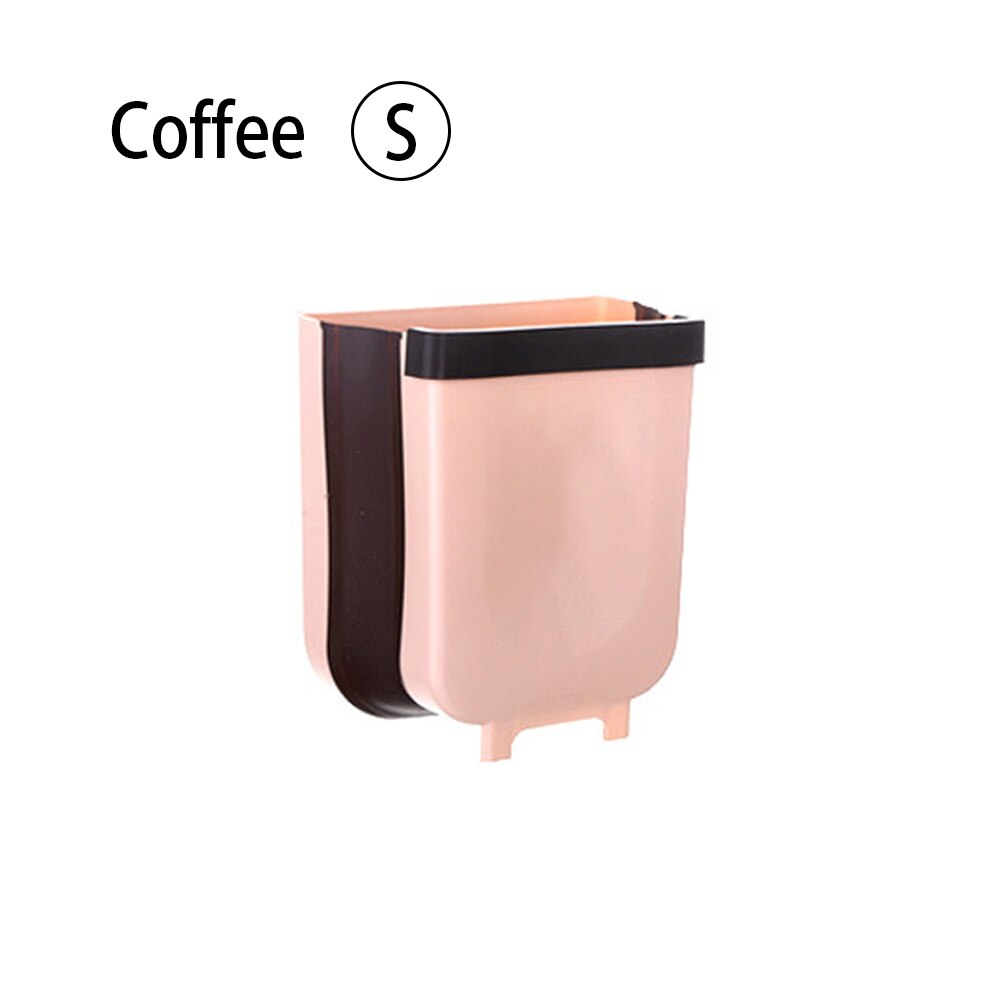 Wall Mounted Folding Waste Bin Kitchen Cabinet Door Hanging Trash Bin Garbage Car Trash Can Wall Mounted Foldable Cleaning: Coffee-S