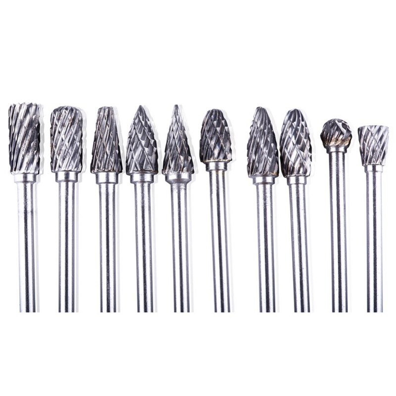 10Pcs Gecementeerde Carbide Roterende Bestand Tungsten Carbide Carving Polijsten Boor 35ED