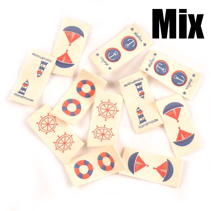 50 Uds Beige impreso tela de algodón de tejido carta etiquetas para coser etiquetas de prendas de hecho a mano etiquetas para Ropa Accesorios de artesanía para manualidades mezcla: 50pcs mix