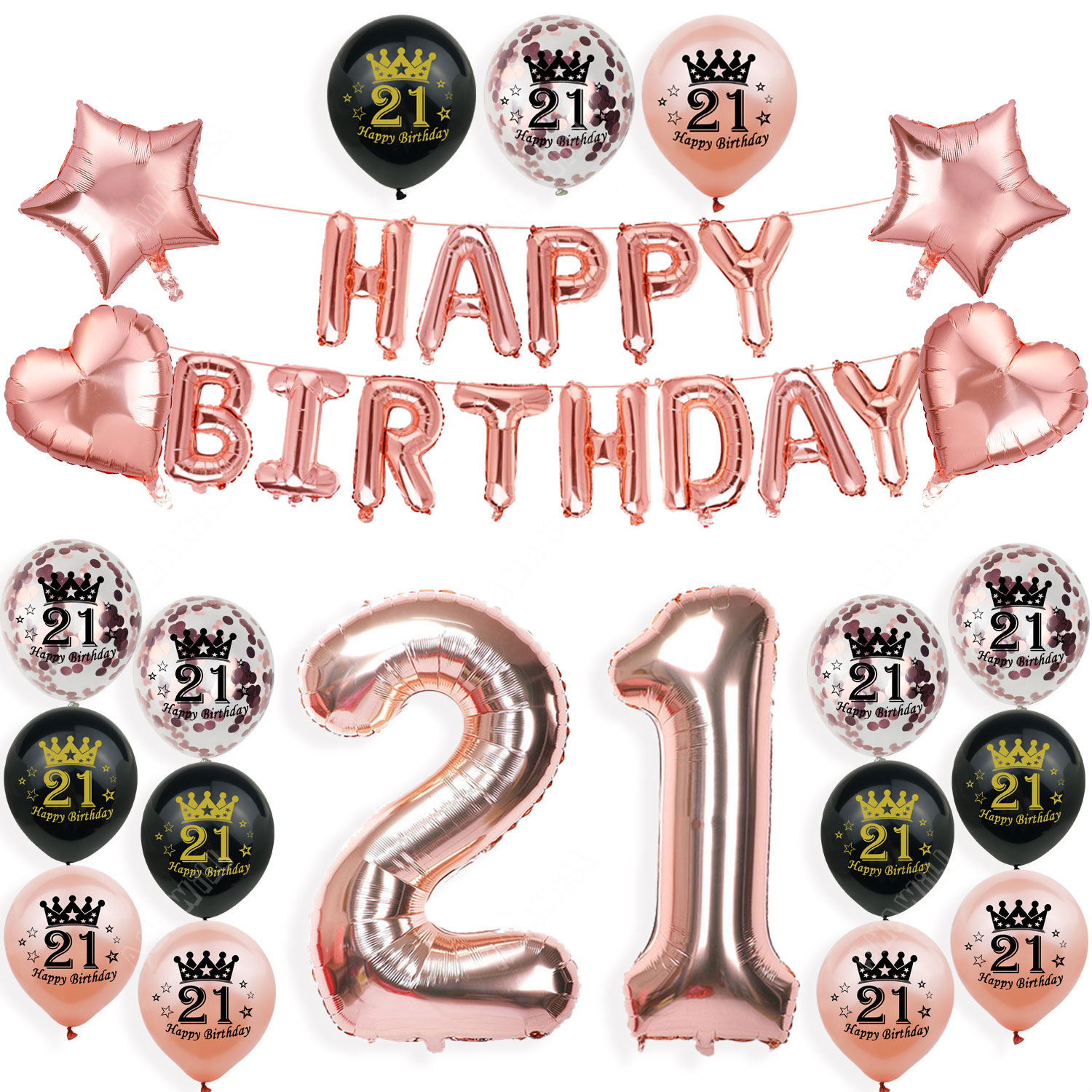 Amawill Happy 20 Birthday Balloons Rose Gold Theme Number 20th Years Old Adult Anniversary Party Decorations Man Woman Supplies: MULTI