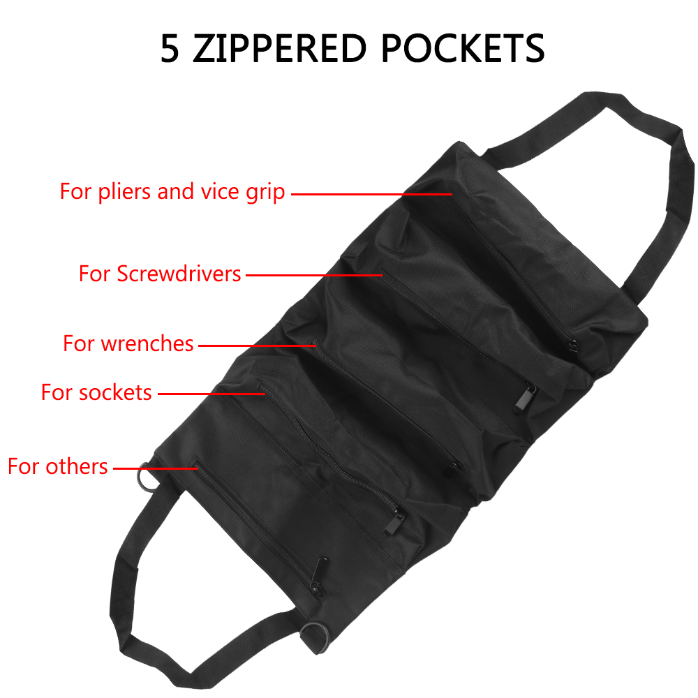 Botiquín de primeros auxilios para coche, estuche de almacenamiento en rollo, bolsa de almacenamiento, bolsa de herramientas enrollable multiusos ajustable