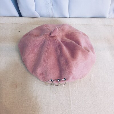 13 Color Ins Tumblr Hipster Rivet Hole & Patchwork Metal Buckle Circle Party/Club/Travel Harujuku Beret Hat: AS PHOTO 5