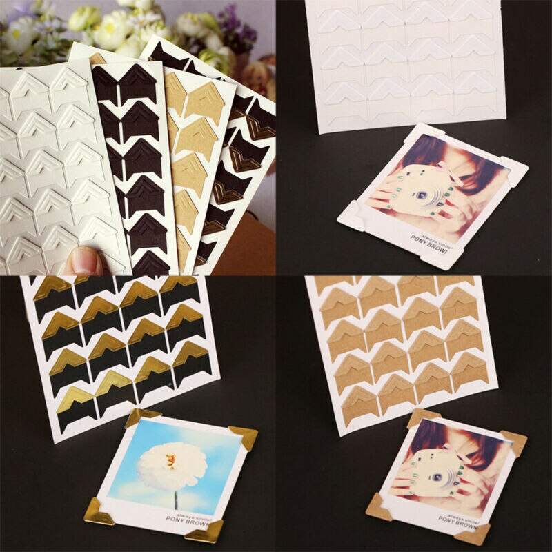 120Pcs Mounting Photo Frame Sticker Paper Corner Sticker for Scrapbooking Album Self-adhesive Card Photo Frame Corner Sticker