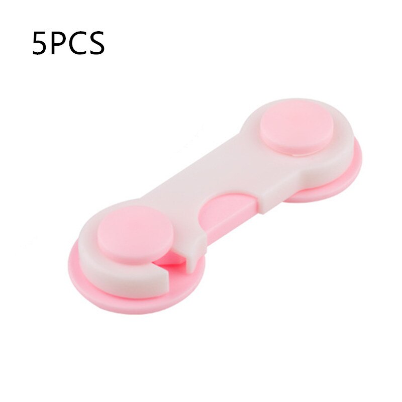 5pcs/lot Multi-function Child Baby Safety Lock Cupboard Cabinet Door Drawer Safety Locks Children Security Protector Baby Care: 5pcs White Pink