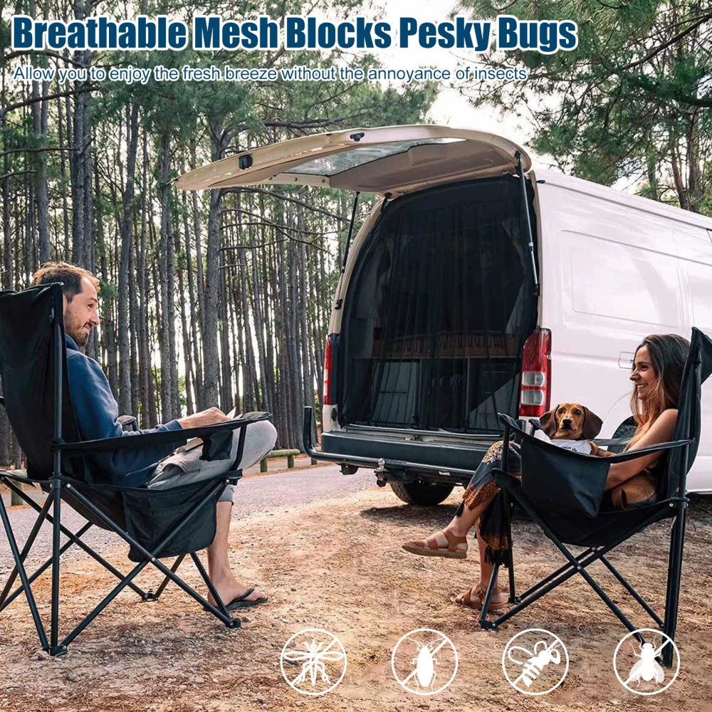 Van Tailgate Barn/Side Door Magnetic Mosquito Fly Screen Net Sunshade With Storage Bag For Caravan Motorhome Campervan