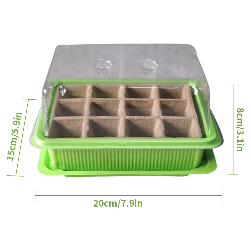 6PCS Mini Greenhouse Propagation Modiform Plug Plant Seed Tray with 12 Holes for Greenhouse Indoor Outdoor Green