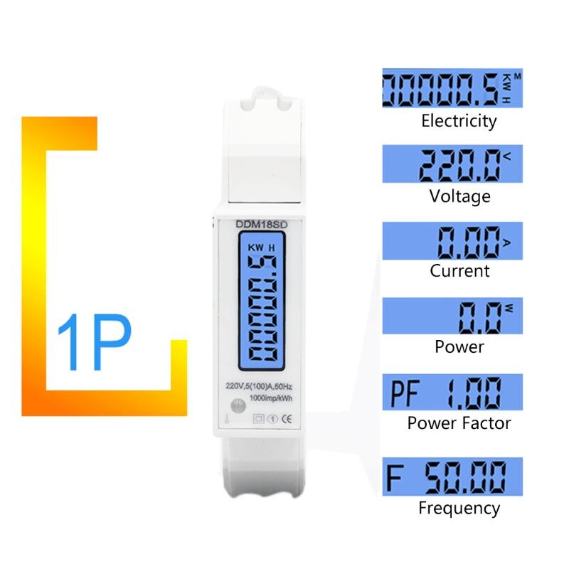 5(100A) Single Phase Din Rail MODBUS RTU Power Consumption Energy kWh Watt Meter Energy Meter