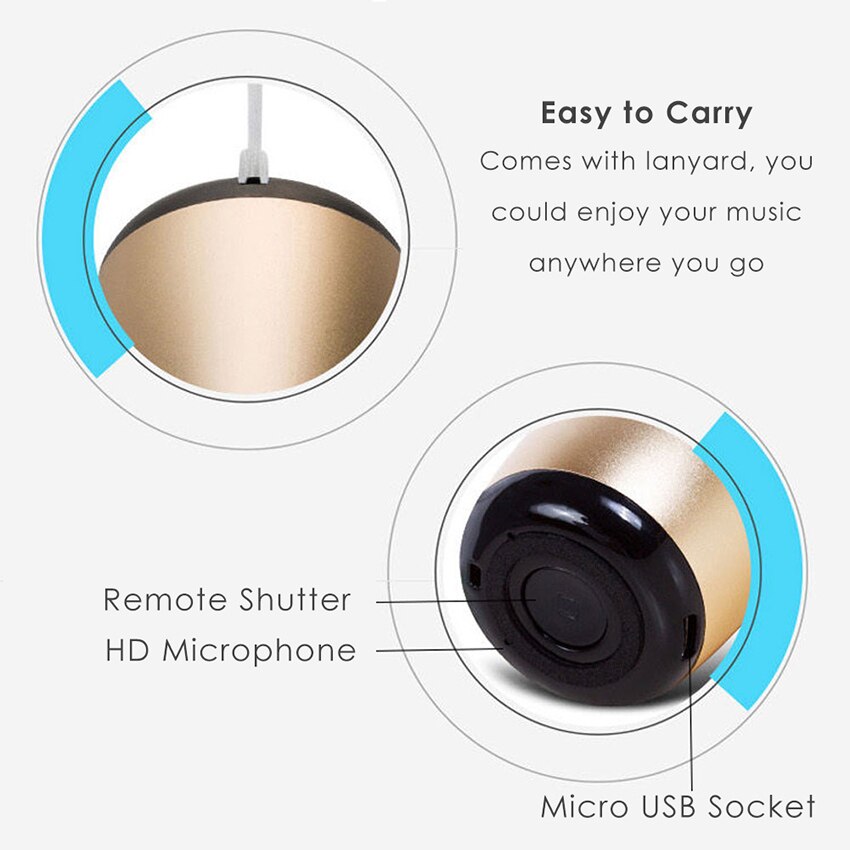 BM3 TWS Metal Super Mini Wireless Bluetooth Speaker Portable Small Pocket Size with Selfie Remote Control