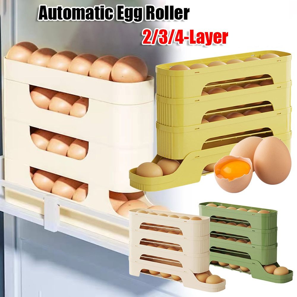 Durable Slide Organizer Automatic Egg Roller Large Capacity Space Saving Egg Roller Rack Egg Dispenser Kitchen