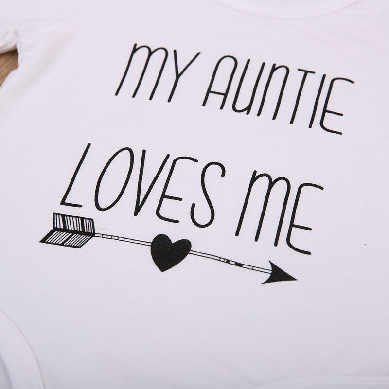 My Auntie Love Me Baby Boy Girls Bodysuit Jumpsuit Cotton Clothes Short Sleeve Outfits Casual Clothes