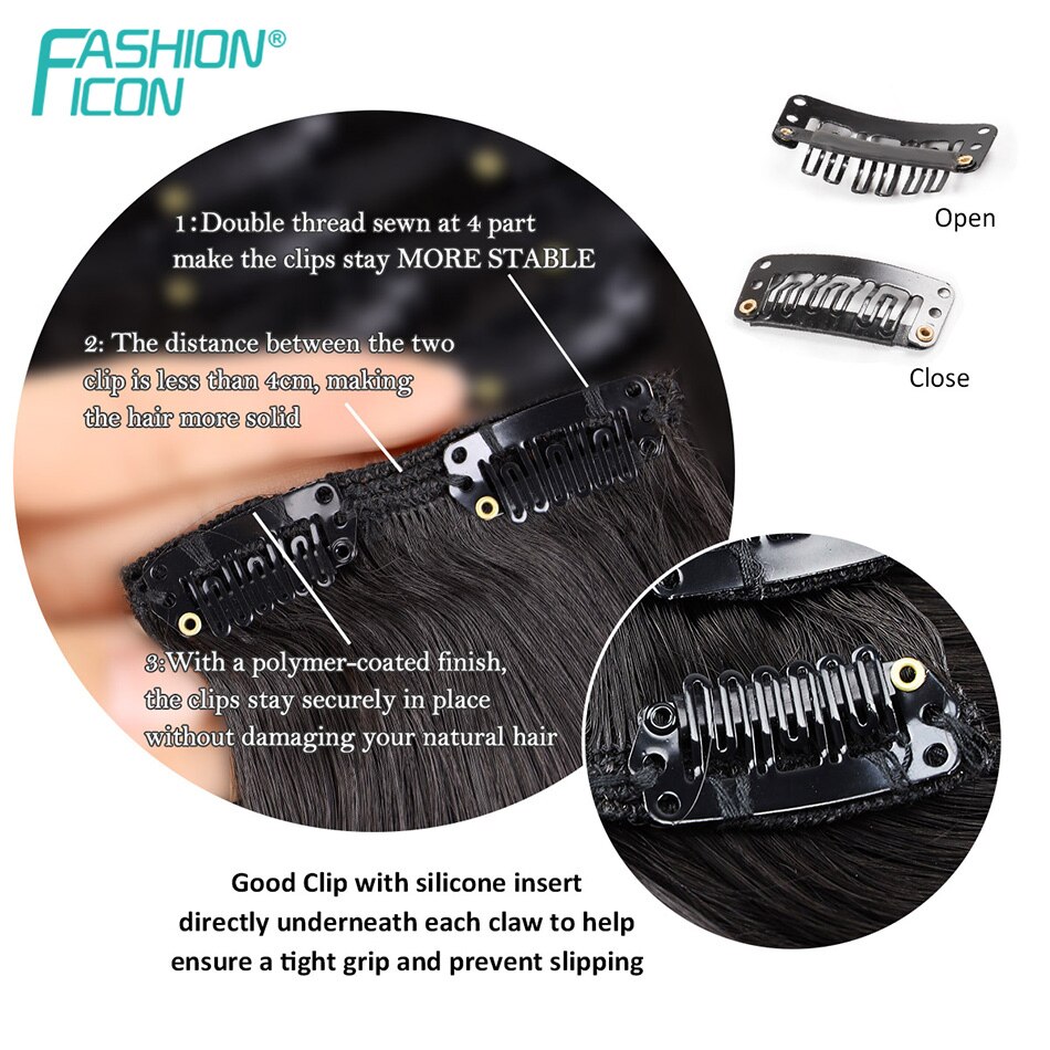 Synthetic Silky Straight Clip In Hair Extension with 20Clips 24Inch 140g Natural Color Hairpieces For Women By Icon