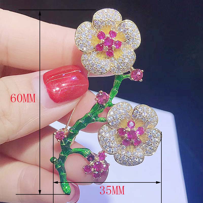 multicolor flower zircon 35*60mm brooch FPPJ beads nature unique