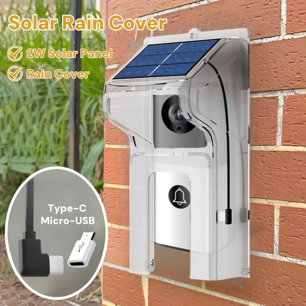 Wasserdichter Solar-Türklingel-Regenschutz und Sonnenschutz für den Außenbereich, Ruftafel, Kunststoffabdeckung, staubdichter Ringknopfschutz