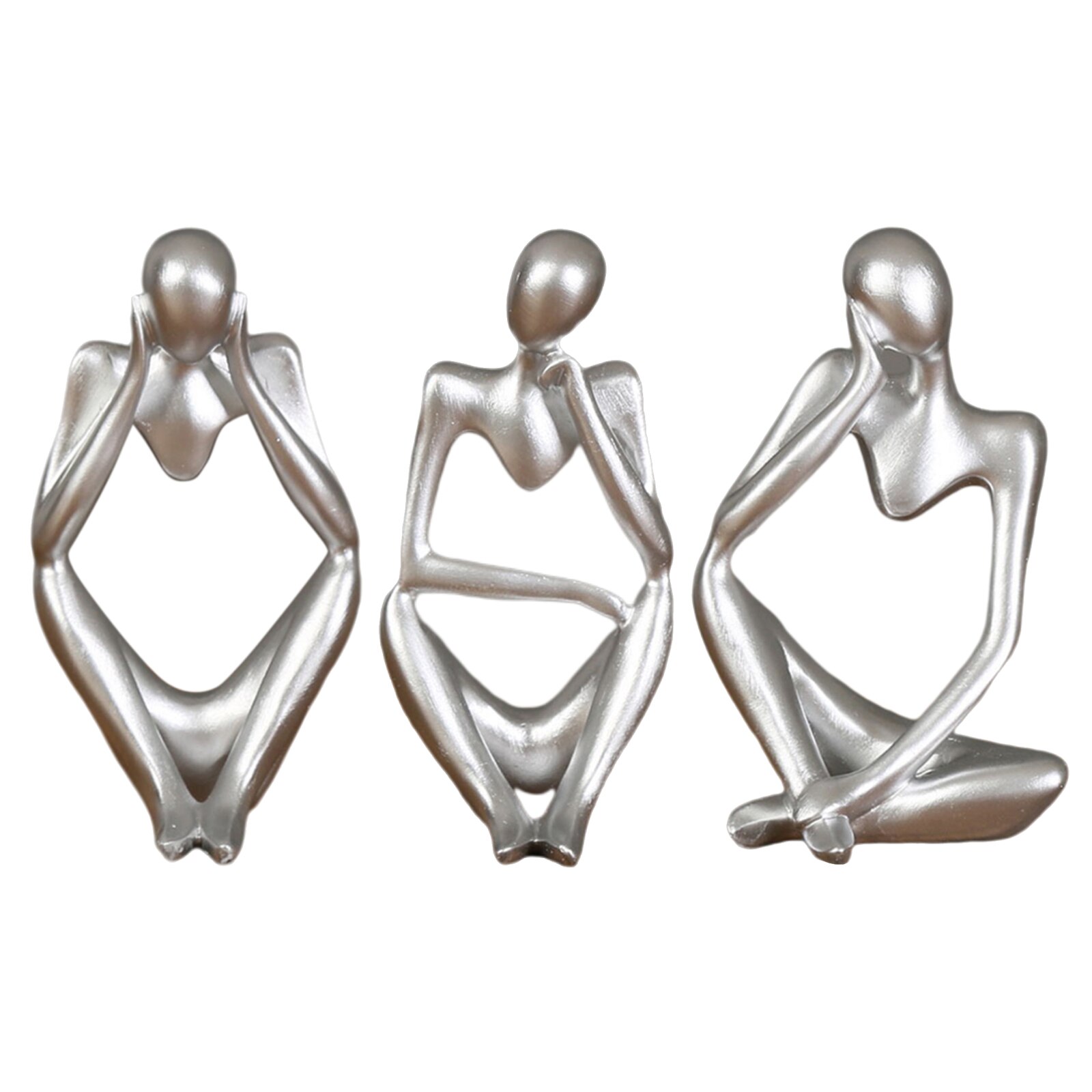 3 Stück Denker Skulptur Aus Harz – Moderne Figuren, Hohles Design, Deko Für Regal, Büro & Wohnzimmer