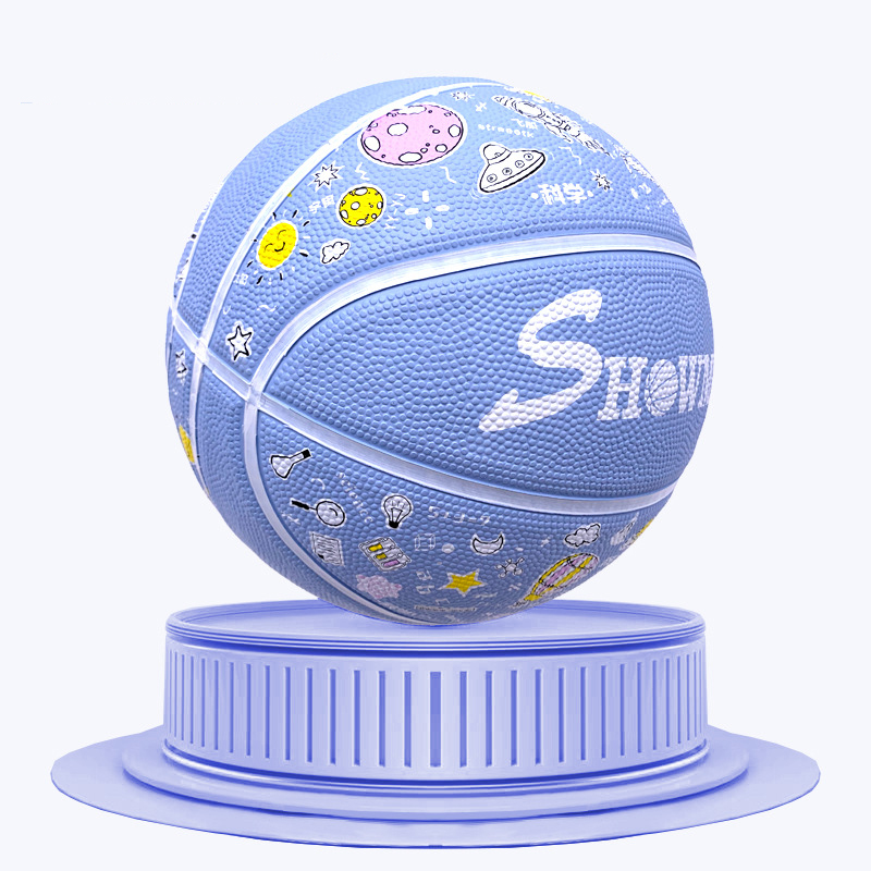 Youth Basketball Size 7/5/4/3 For Indoor Outdoor Bouncy Rubber Basketball For Kids Girls Boys Basketball: Blue Size5