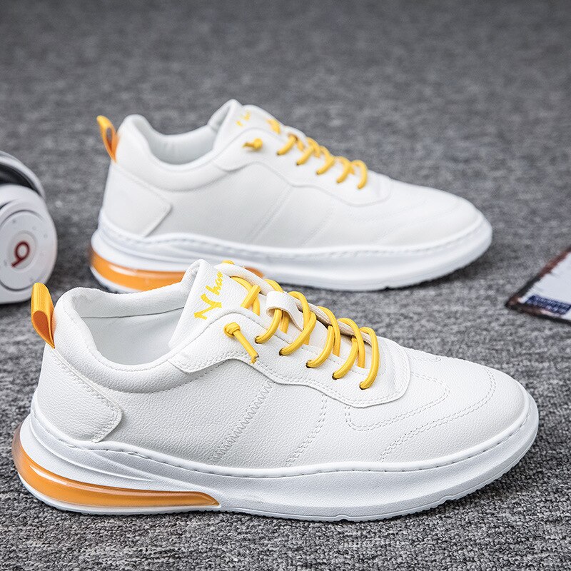 Aizhetu læder sneakers fritidssko mænd hvide sneakers flade snørebånd komfort sneakers sportssko mand