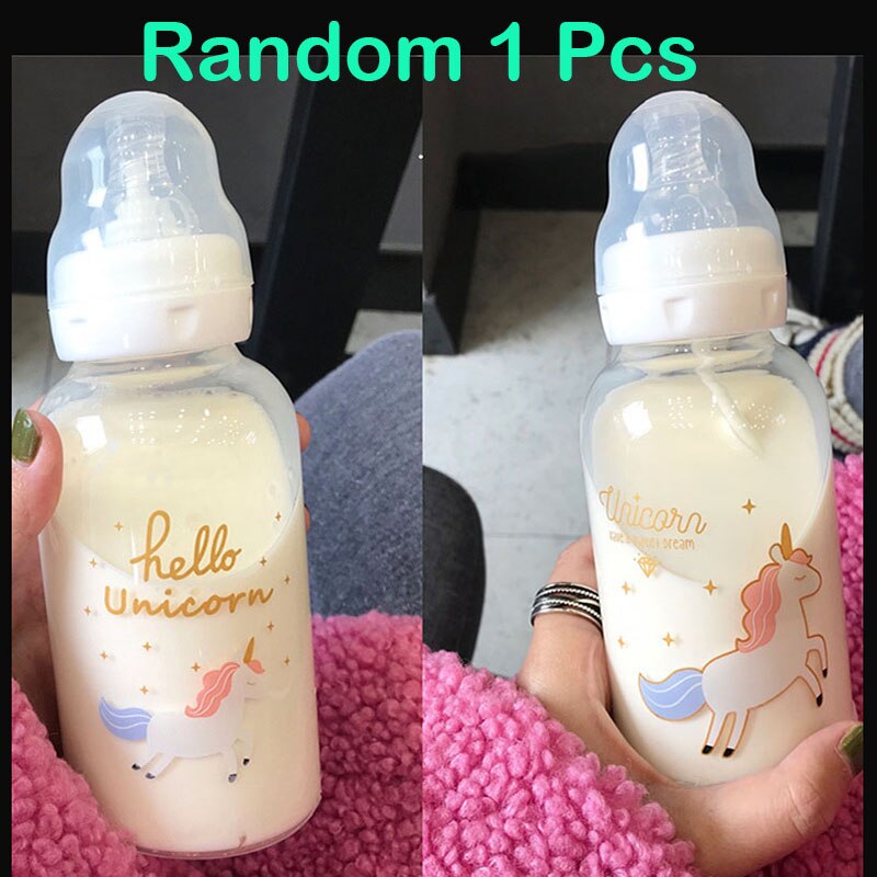 300ML Baby glass Milk Bottles Newborn Nursing Nipple Straight Bottle Pacifier Milk Water Feeding: Unicorn Body