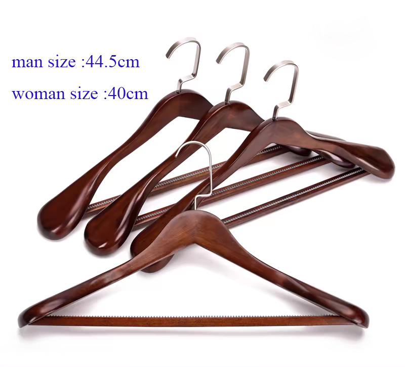 Velvet coat hanger wood flocking wide shoulder suit clothes rack home Wardrobe closet organizer luxury clothes wooden hanger: XL / light yellow