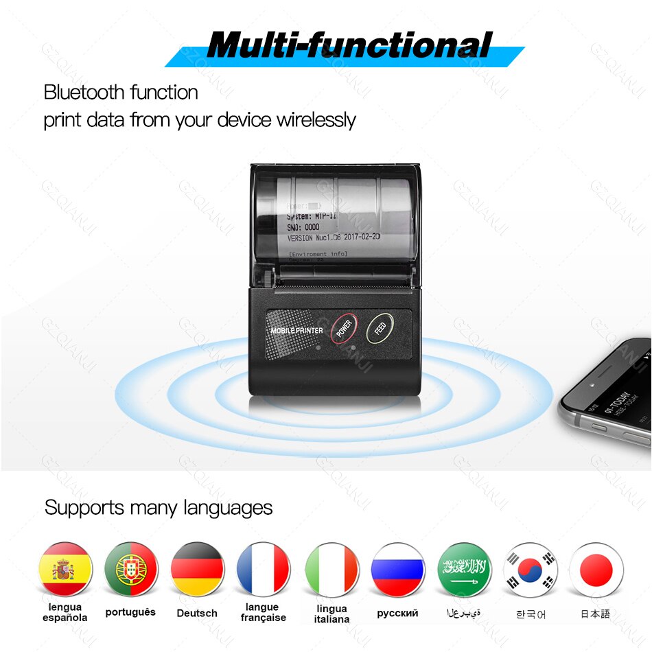 Android phone Mini 58mm Printer 2 inch USB Bluetooth Printer Thermal receipt Free app