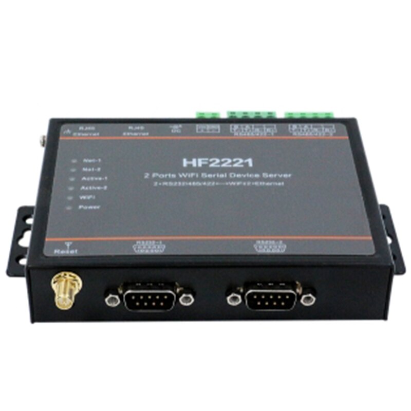 HF2221 2 Ports Wifi Serial Device Server RS232/RS422/RS485 to Ethernet / Wi-Fi Serial Server F22500(EU Plug)