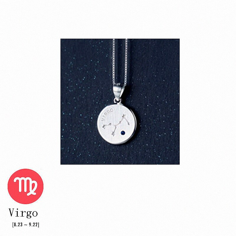 Inzatt 925 sterling sølv minimalistisk rund konstellation vedhæng halskæde til kvinder fine smykker choker box kæde fødselsdag: Jomfru