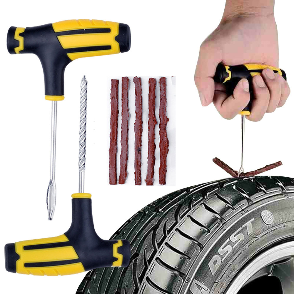 Auto Reifen Reparatur Werkzeug Set Gummi Streifen Werkzeug Für Motorrad Tubeless Reifen Punktion Schnelle Reparatur Kit Outdoor Fahrzeug Erste Hilfe: YELLOW
