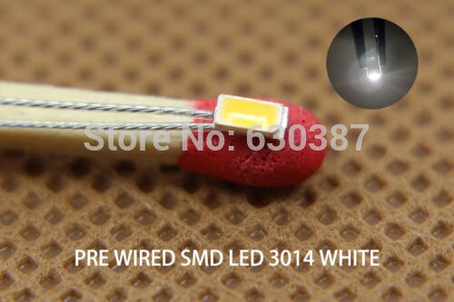 T3014W 20 pcs Heldere Witte SMD Led 3014 Pre-gesoldeerd micro litz wired leads