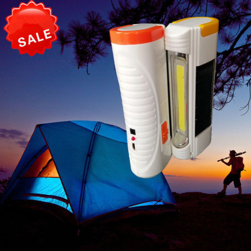 Solar Power/USB Rechargeable LED Flashlight Camping Hiking Light Lantern Lamp Defense Flashlight Stick