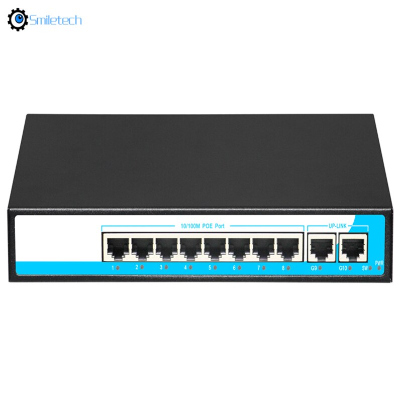 100 Mbps Gigabit Hybrid POE Switch 150W 100Mbps POE switch 2 Gigabit Ethernet 52V2.88A PoE power up to 15.4W/30W for each PoE