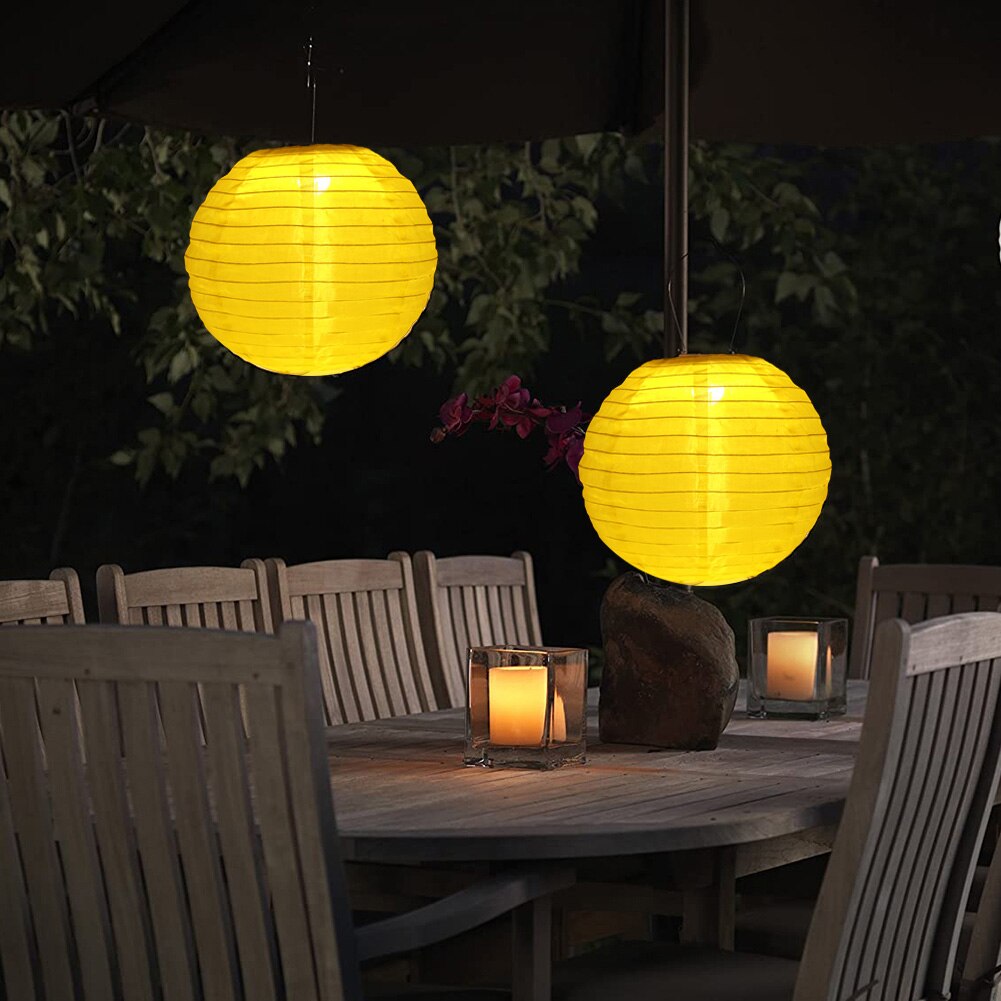 20/25/30cm LANTERNE SOLAIRE À LED Lampe Festival En Plein Air Décor de Fête Suspension Boule Chinoise En Papier Lampions Pour La Fête De Mariage Décor