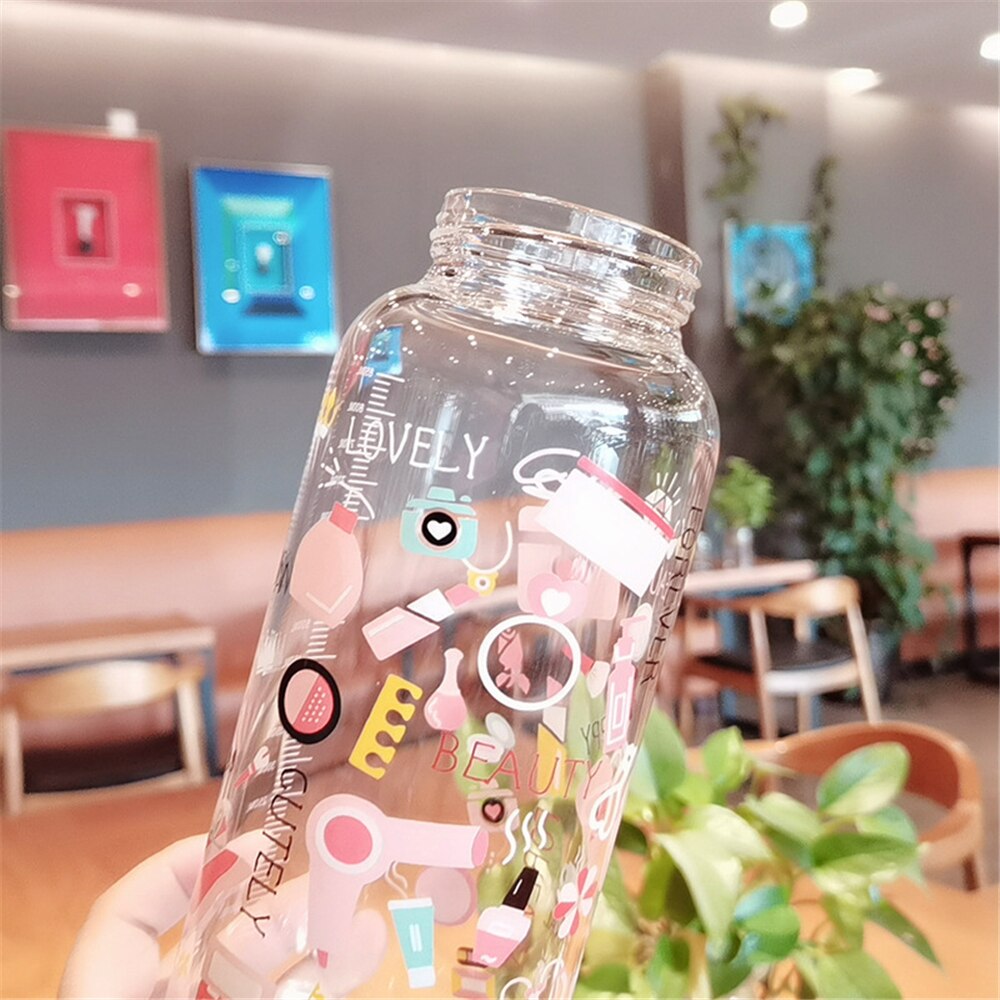 Botellas de vidrio de gran capacidad para niños y niñas, botella de agua creativa sin BPA, taza de viaje para escuela, café y té, 1000ml