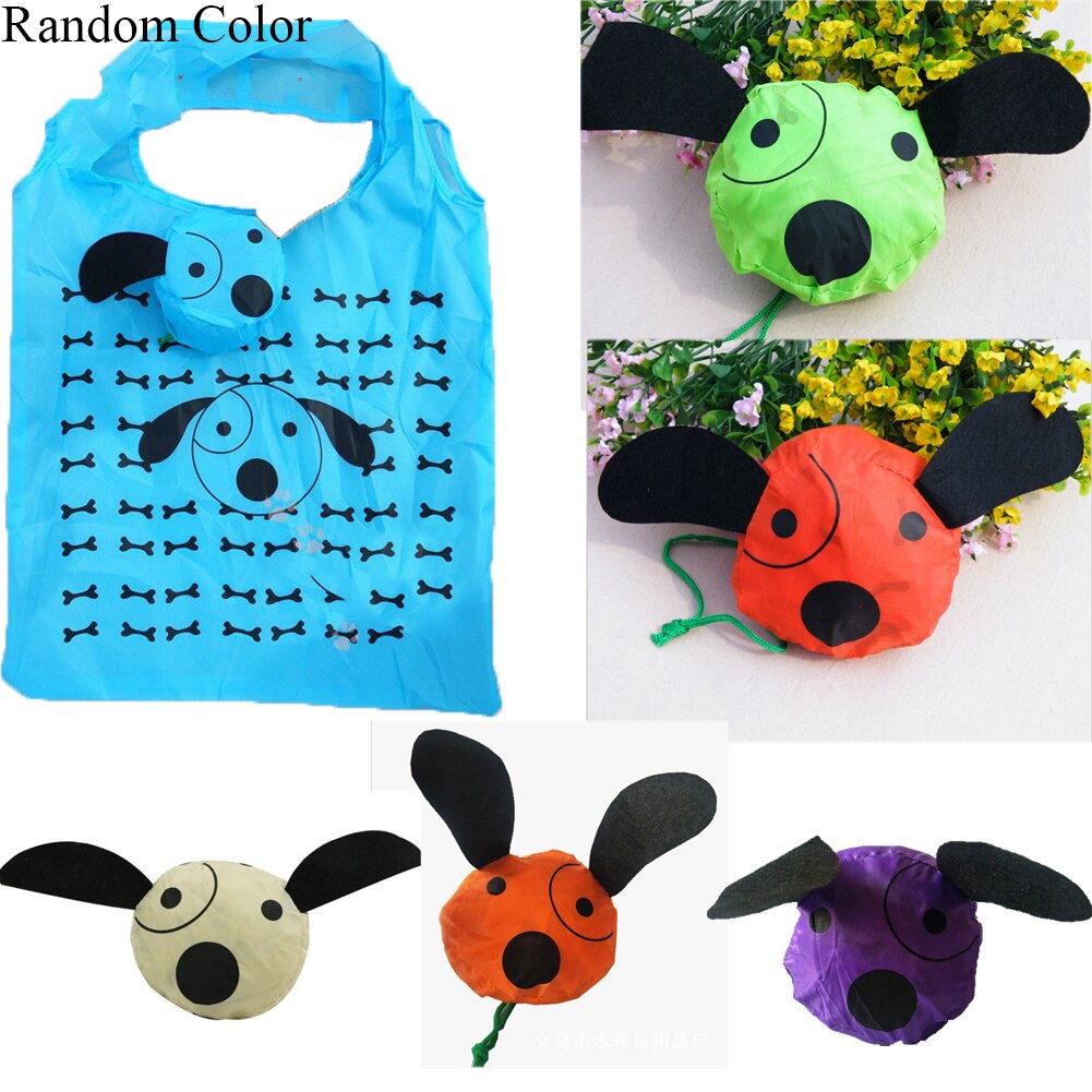 Bags Animal Prints Cute Grocery Travel Foldable Handbag Tote Storage Shopping Bags Reusable Flower Animal Shopping Bags: black dog