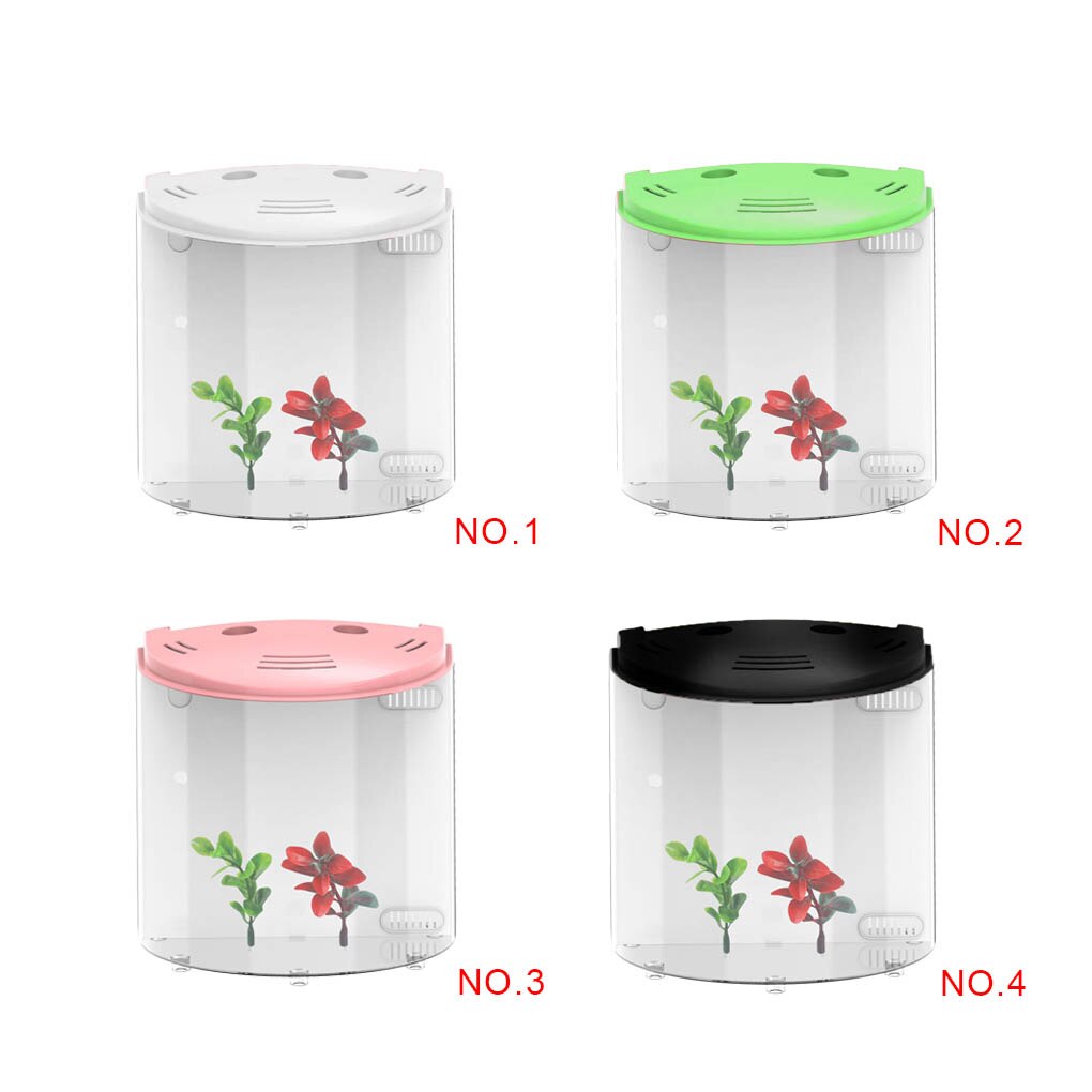 Usb akvarium kit med led belysning kraftfilter halvmåne form hem kontor dekoration fisk akvarium