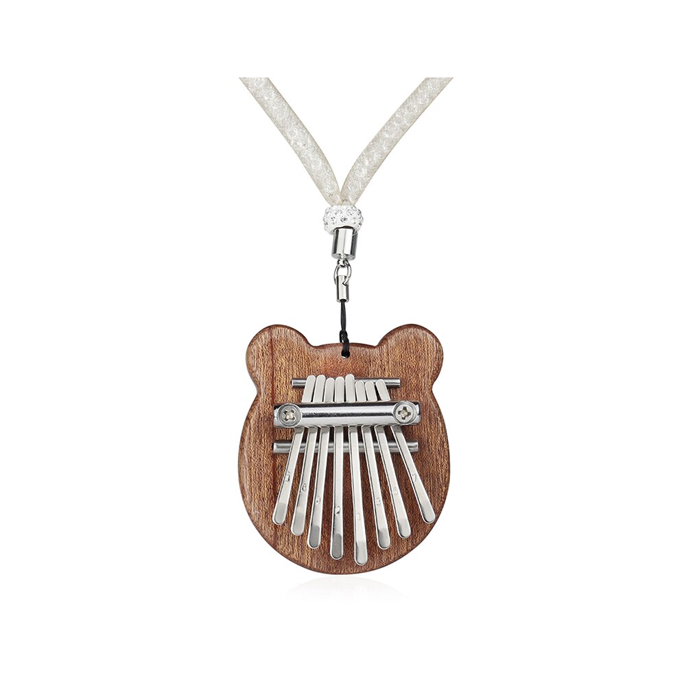 Small Kalimba 8-Key Marimba Piano Portable Bear Shape Wooden Finger Mini Finger Thumb Piano Music Good Accessory Pendant: Default Title