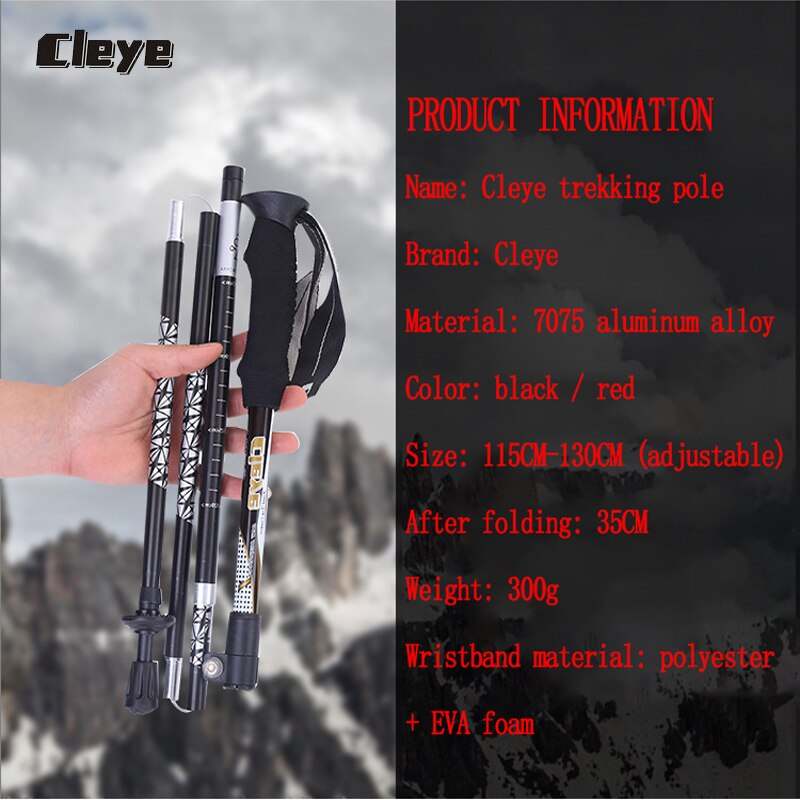 2 Pcs Foldable Trekking Poles Retractable External Lock Batons 7075 Lightweight Walking Sticks Nordic Hiking Canes