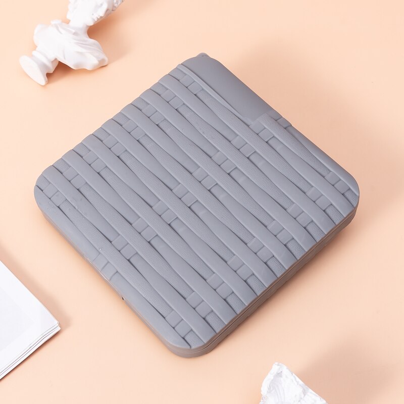 Kleurrijke pp-doos voor het opbergen van maskers, bewaar maskers, doos in rotanvorm, draagbare maskers, studentenmaskeropslag, stofdichte maskerorganizer: Grijs