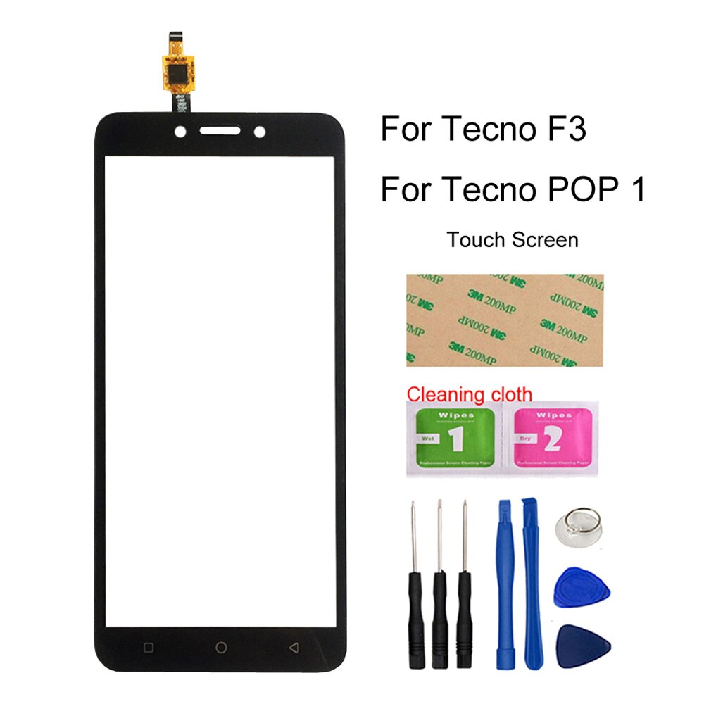 Nouveaux écrans mobiles pour Tecno F3, numériseur d&#39;écran tactile pour Tecno POP 1, panneau de capteur extérieur en verre avant, pièces de réparation: black tools