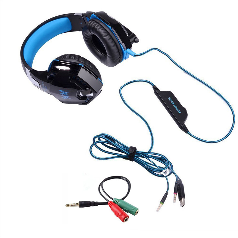 ELKE G2000 Stereo Gaming Headset voor PS4 Diepe Bas Computer Game Hoofdtelefoon Oortelefoon met LED Licht Mic + 3200PDI Pro gaming Muis