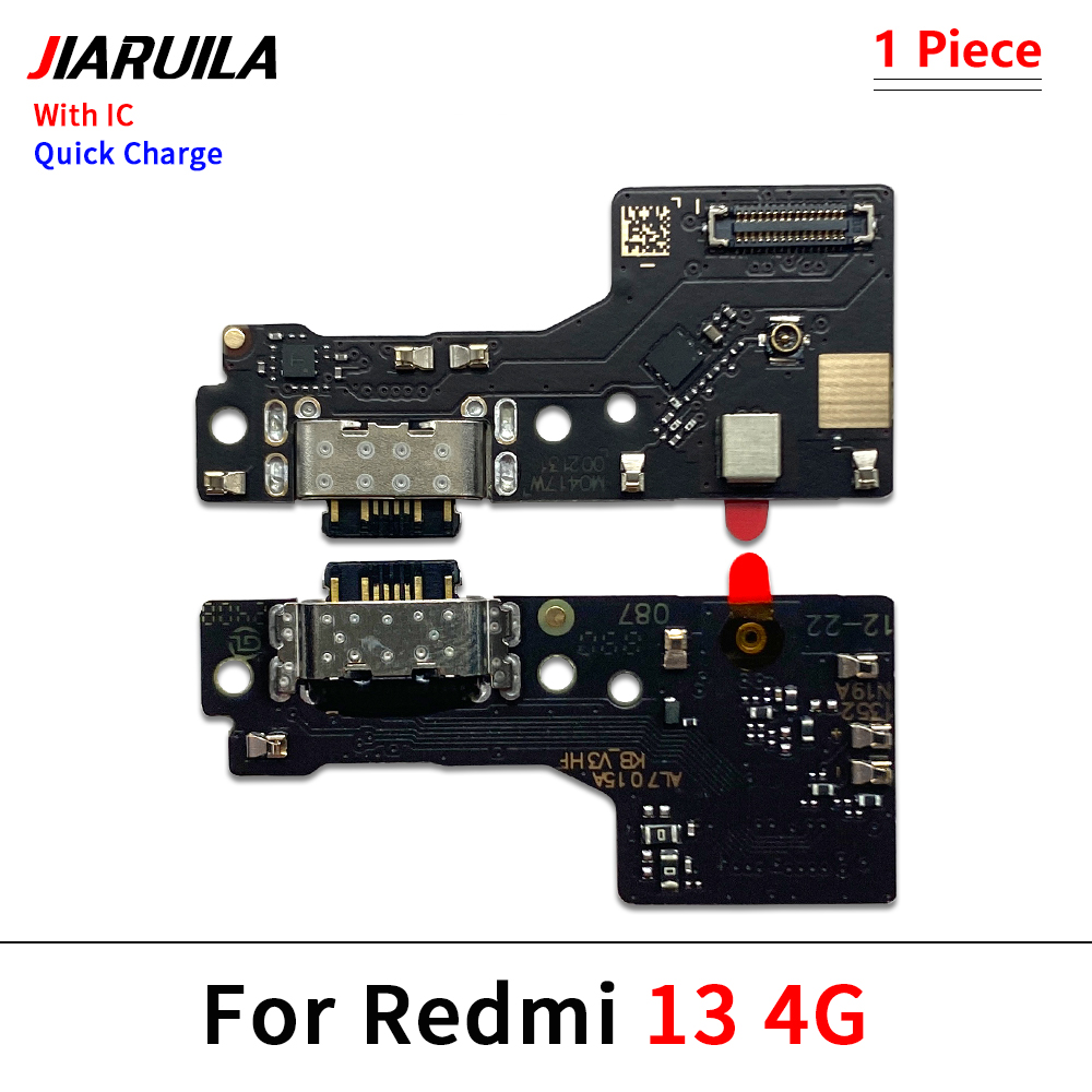 USB Charger Charging Port Dock Connector Microphone Flex Cable For Xiaomi Redmi 12C Note 12 4G 13 Pro Plus 5G 12s Fast charging: Pink