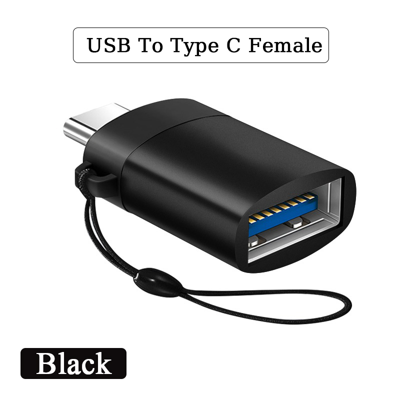 Adaptador USB a tipo C, Micro USB macho a tipo c, USB 3,0 hembra para iPhone, MacBook, cargador de teléfono, conector USBC OTG: Black 5