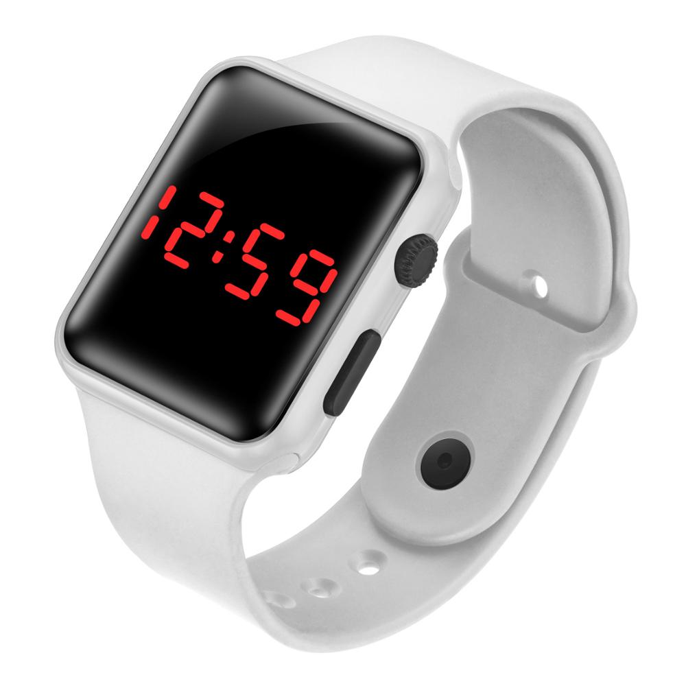 LED Student Electronic Watch Children Watch Suitable For Boys and girls Cute Bracelet Color watch: White