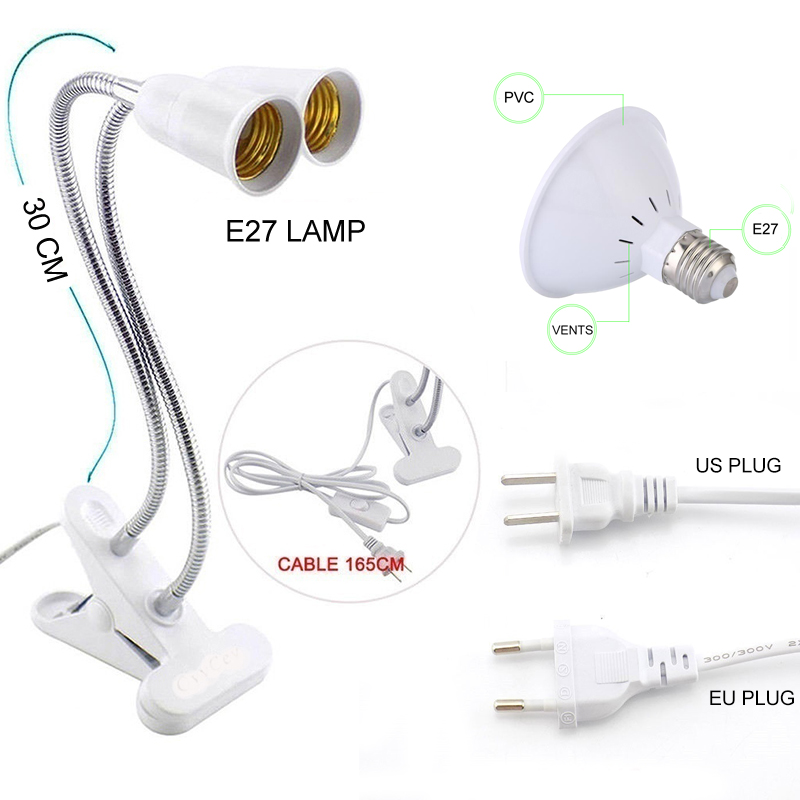 2Pcs Volledige Spectrum Led Lamp E27 Phytolamp Voor Plant 180 Graden Clip Kweeklampen Rood Blauw Lamp 1500LM Voor greenhouse Indoor Plant