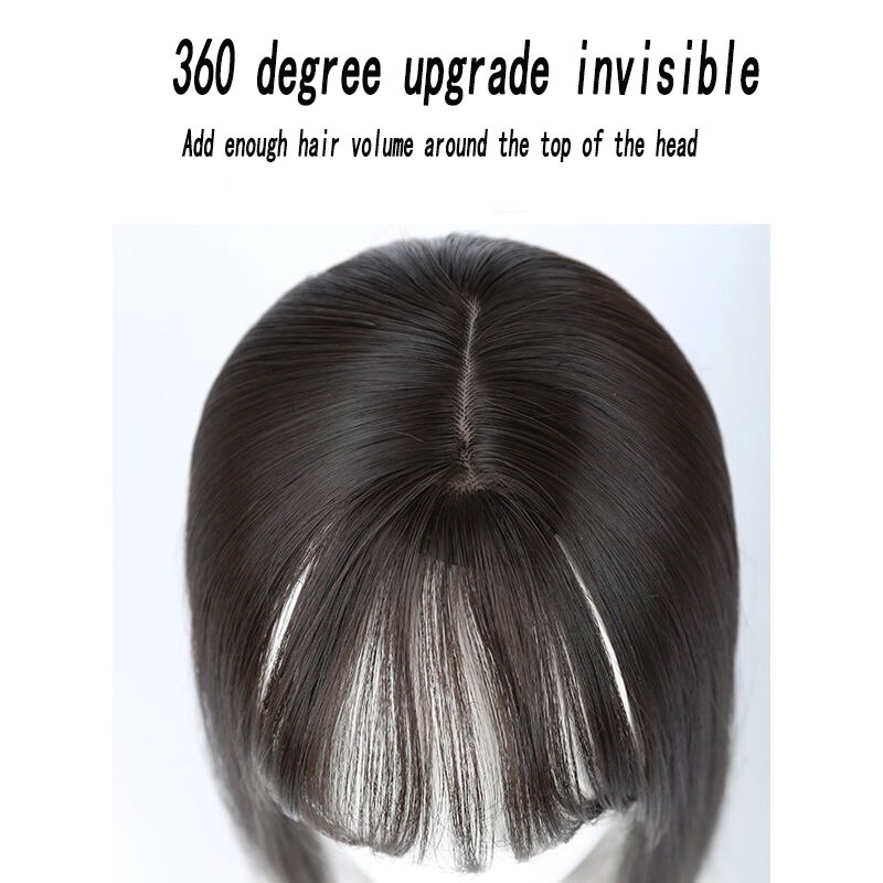Åååå langt glat hår med sort brunt hårnåle pandehår høj temperatur fiber hår top klips i hår extensions 2 styles