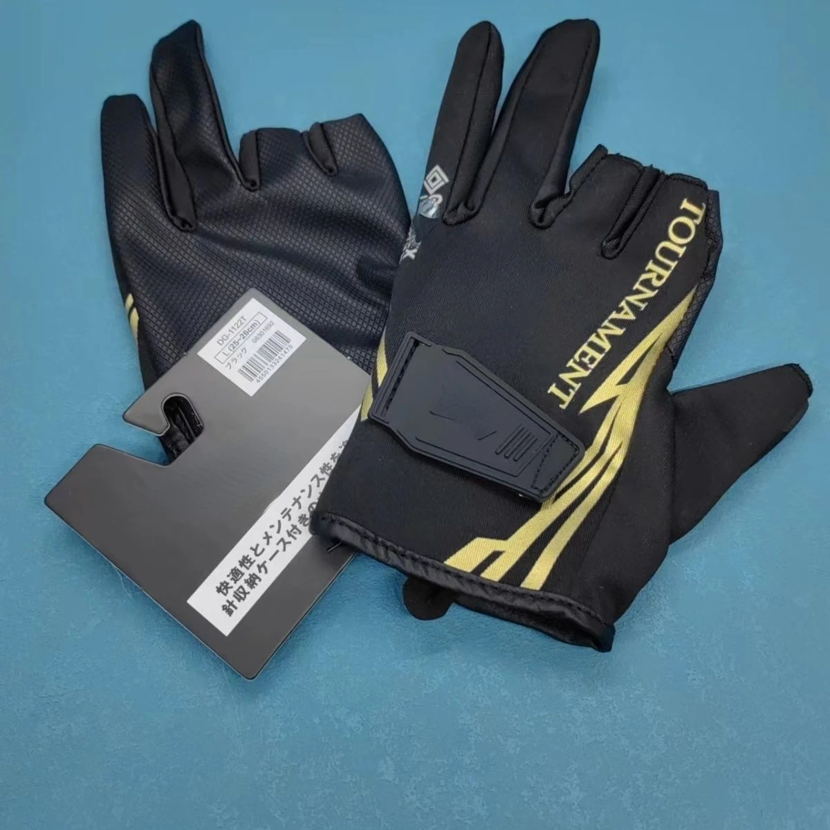Märkesfiskehandskar för män halkfria, andningsbara, snabbtorkande, mjuka mesh-handskar med tre fingrar, m, l, xl: M / Svart