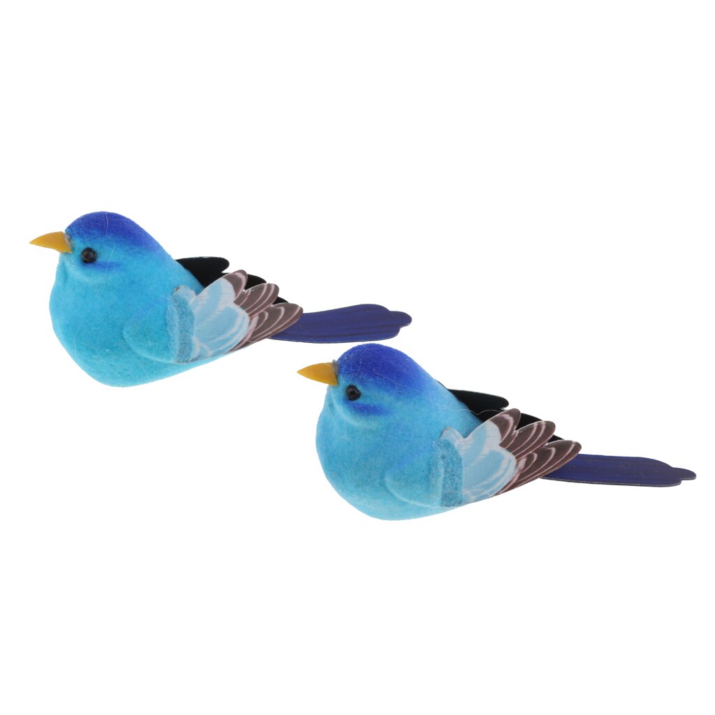 2 Pieces Realistic Decorative Artificial Foam Mini Birds DIY Party Decor