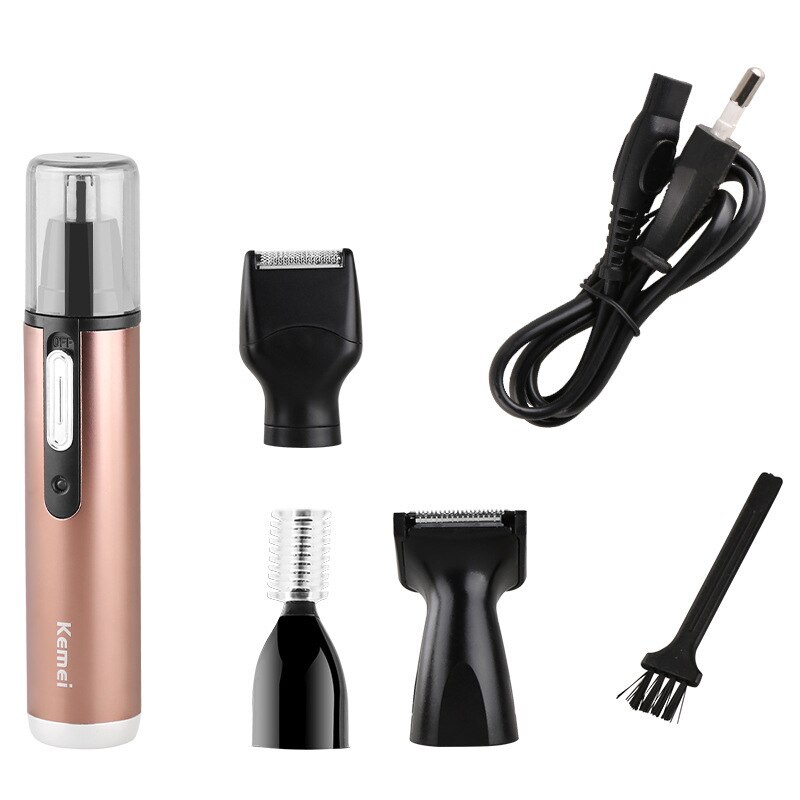 Kemei 4 in 1 elektrische nase ohr augenbrauen haar Trimmer haar Haarschneidemaschine haar schneiden maschine Bart Trimmer für männer und damen: T4 EU Stecker mit Kasten
